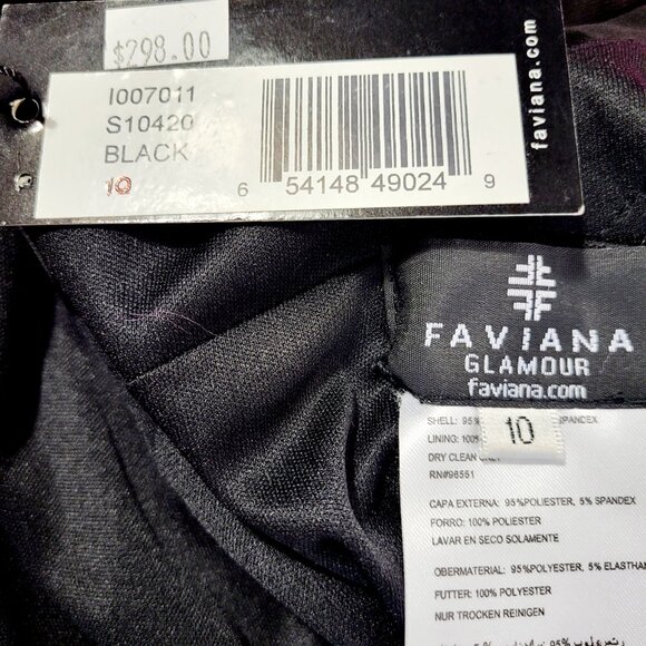 NWT~$298~FAVIANA~SZ 10~BLACK STRETCH JERSEY RUCHED PROM EVENING GOWN DRESS - Picture 15 of 16